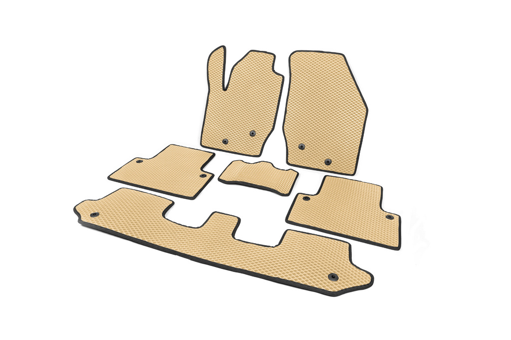 Коврики EVA бежевые 5 местный 2 ряда для Volvo XC90 2002-2014 гг, фото №1