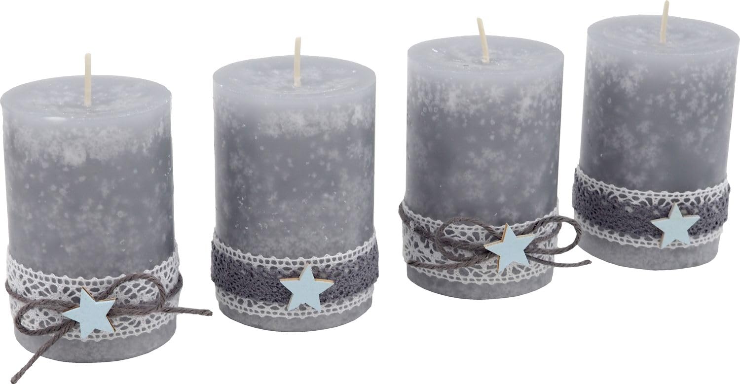 Свечи ZauberDeko Advent Pillar Candles Характеристики Цвет серый, фото №2 Свечи ZauberDeko Advent Pillar Candles Характеристики Цвет серый, фото №2