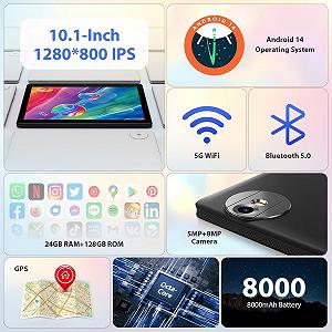 Планшет 10.1" RUSHAR L211 12+24/128Gb 8 ядер Android 14 8000 mAh Черный synthetic.ua - Фото 1