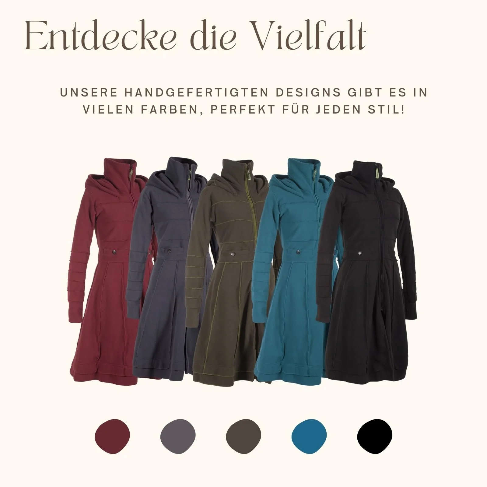 Пальто из длинного флиса Vishes С капюшоном и воротником-стойкой, фото №5