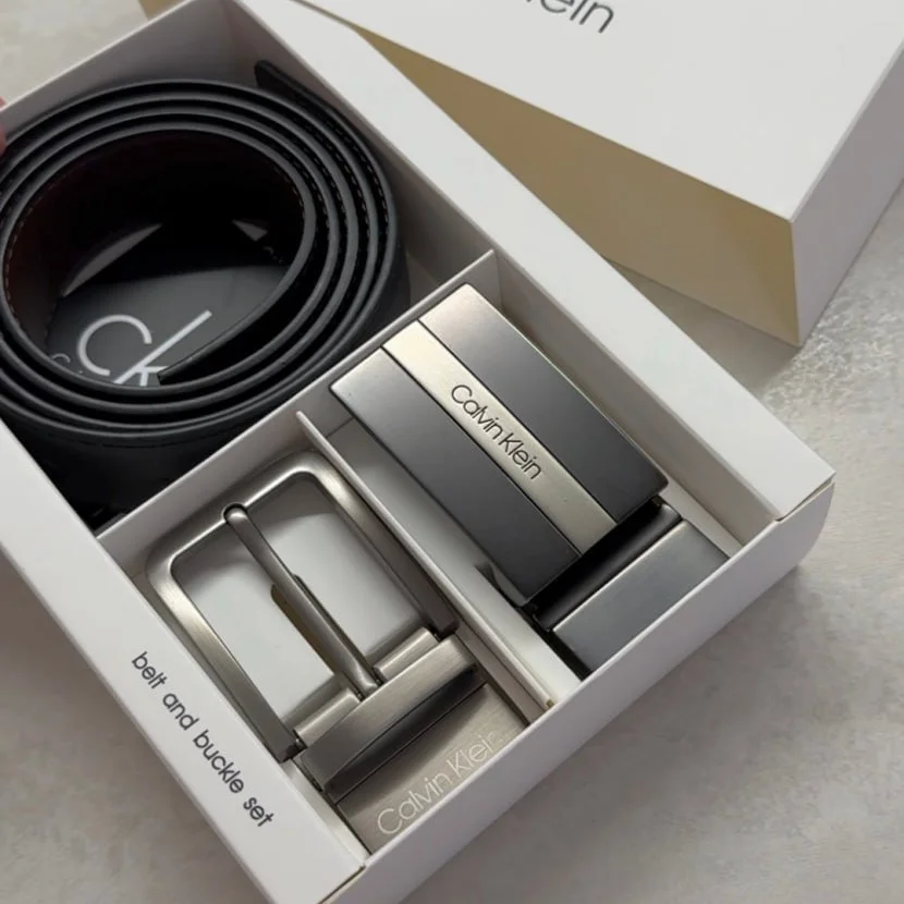 Ремінь Calvin Klein подарунковий набір шкіряний з двома пряжками, фото №1