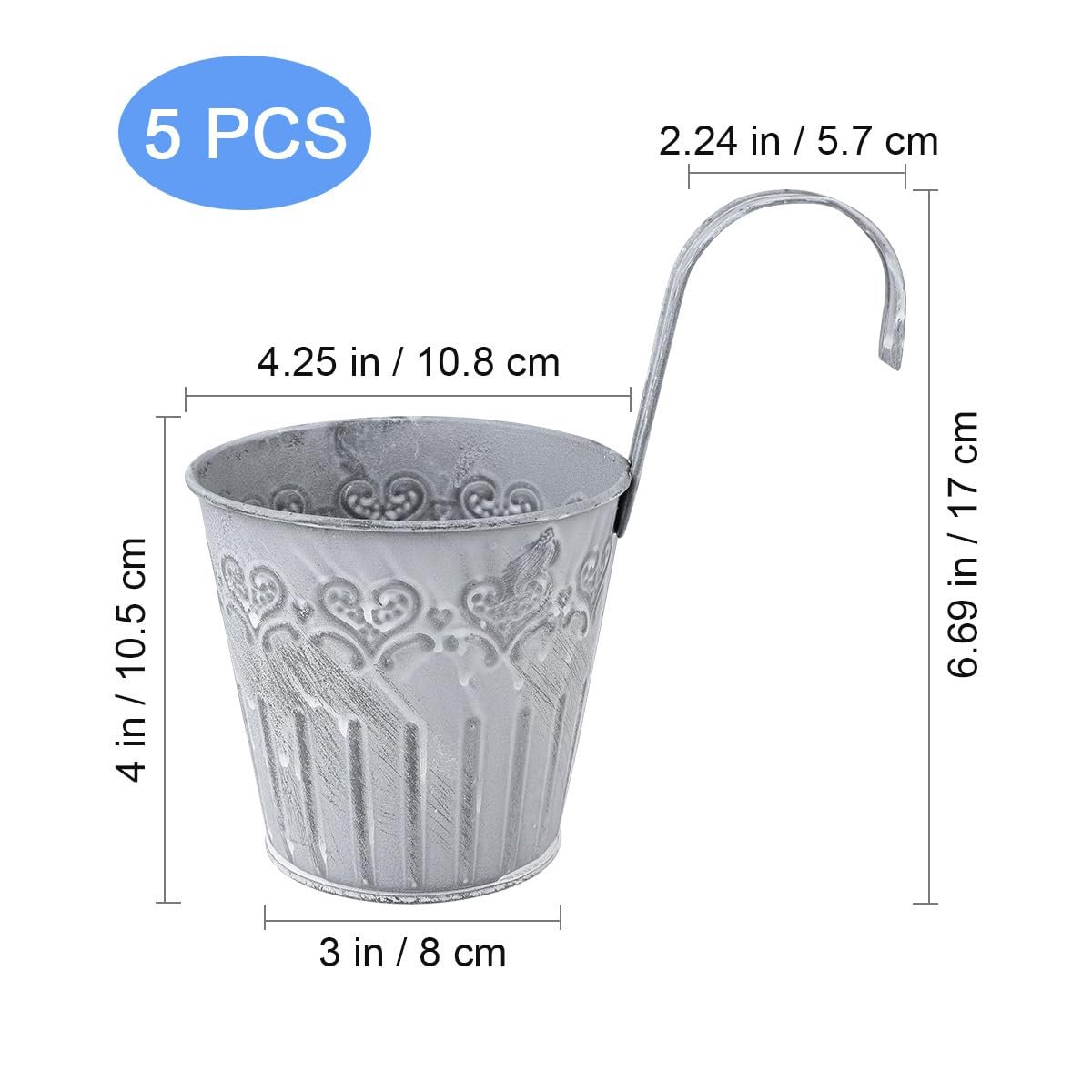 Подвесные горшки Yardwe Vintage металлические 5 шт., фото №3