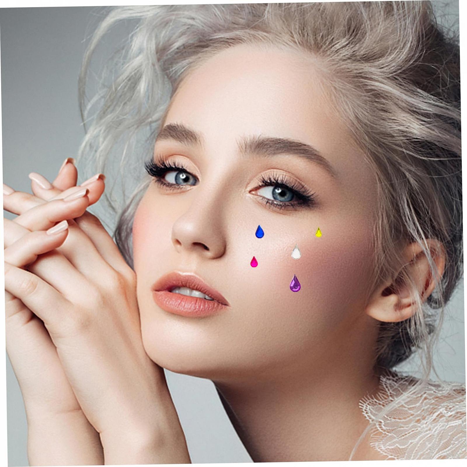 Наклейки для обличчя WOONEKY, 5 аркушів, різнокольорові стрази для макіяжу очей, для костюмованих вечірок, фестивалів, дитячих вистав, самоклеючі стрази для творчості, фото №6