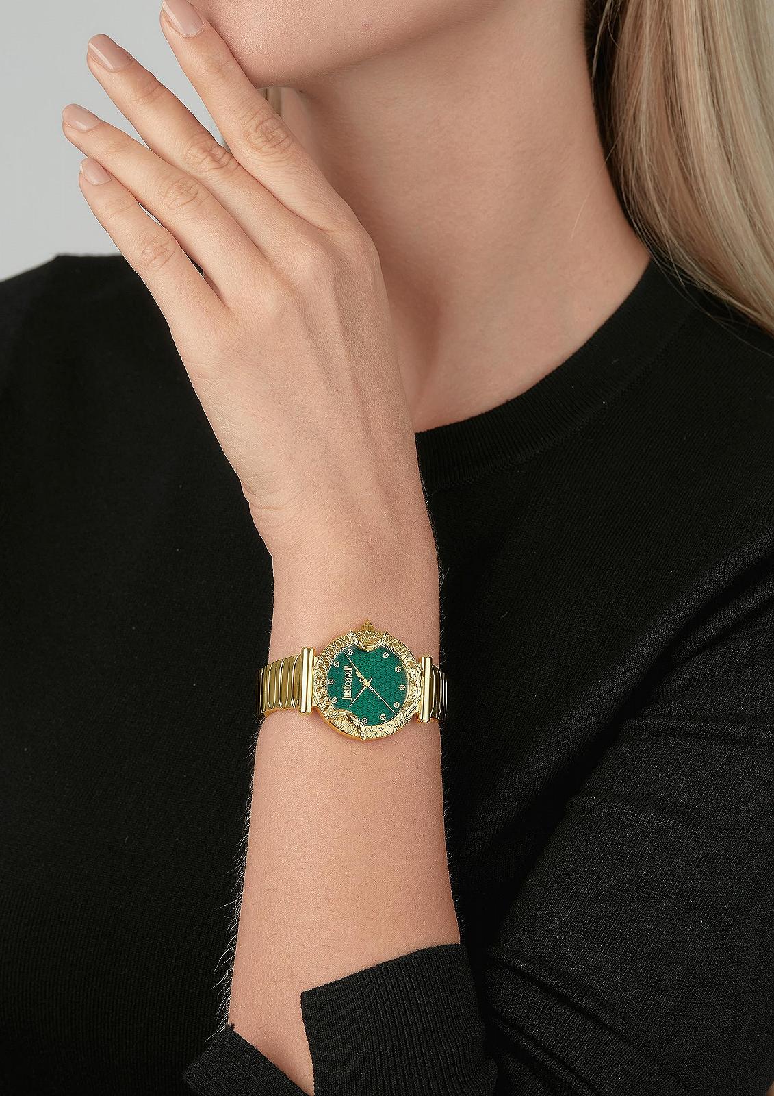 Женские аналого-цифровые автоматические часы Just Cavalli Glam S7272219, бутылочно-зеленый, фото №5