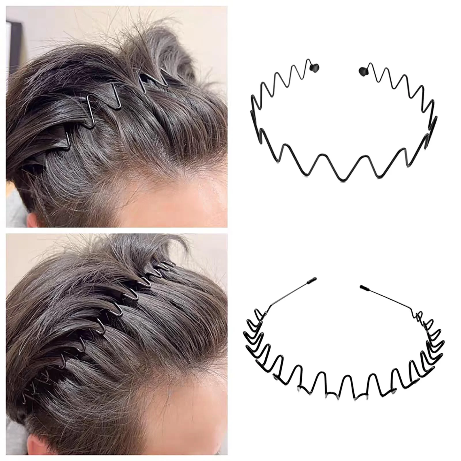 Обруч Метал набір 12шт Хвилястий Зигзаг Чорний, фото №8