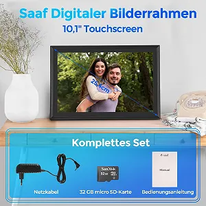 Цифровая фоторамка Saaf Touchscreen 10.1 дюйма WiFi & App 'Uhale' 64 ГБ (32 ГБ внутренняя + 32 ГБ SD) Черная synthetic.ua - Фото 1