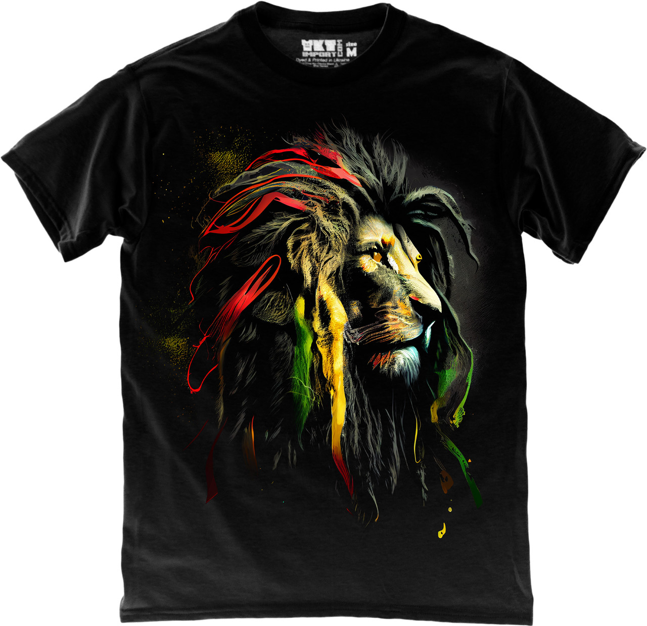 Футболка Лев Reggae Lion чорна унісекс 4XL, фото №1
