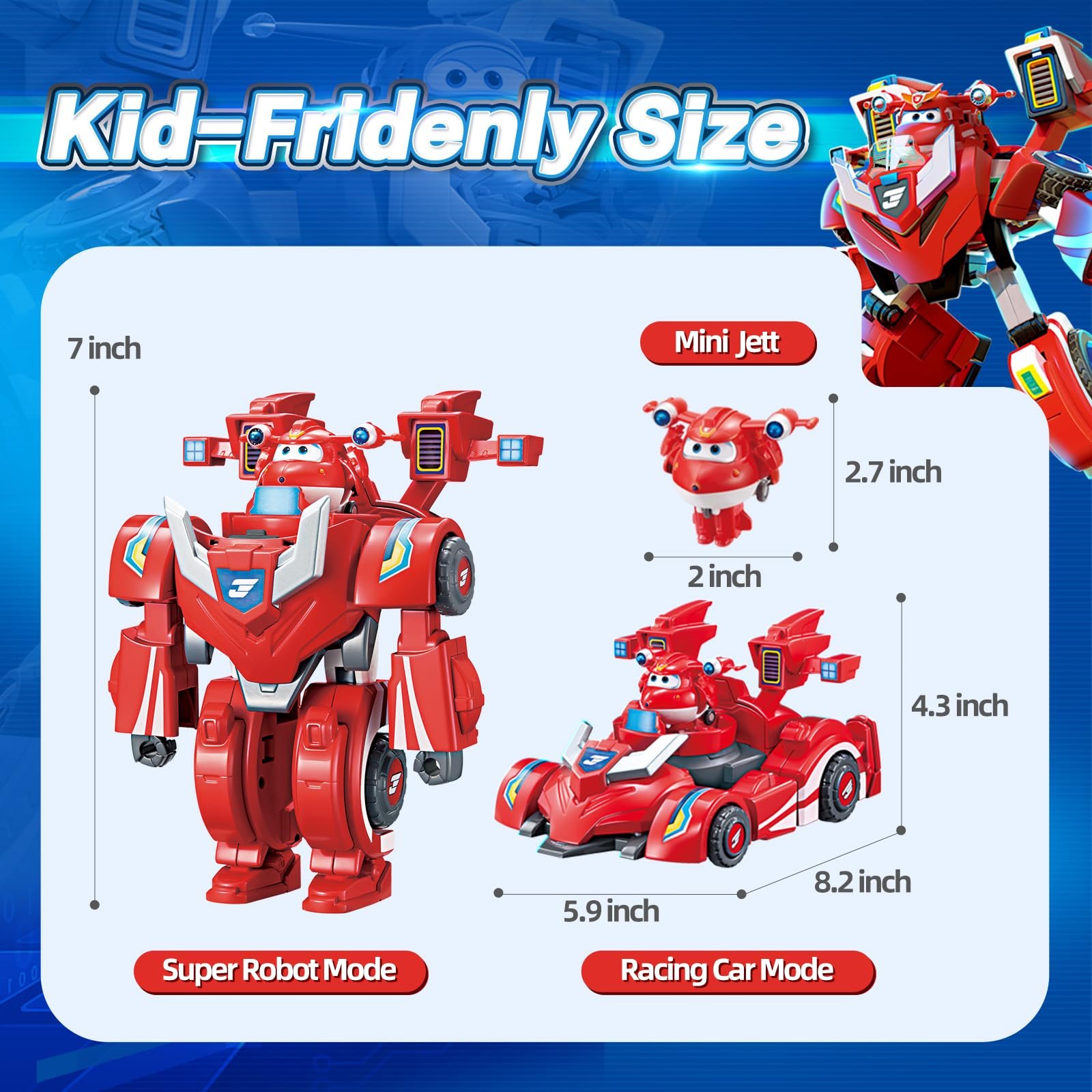 Фигурка-трансформер Super Wings Jett Super Robot Suit, 18 см, красный, фото №7