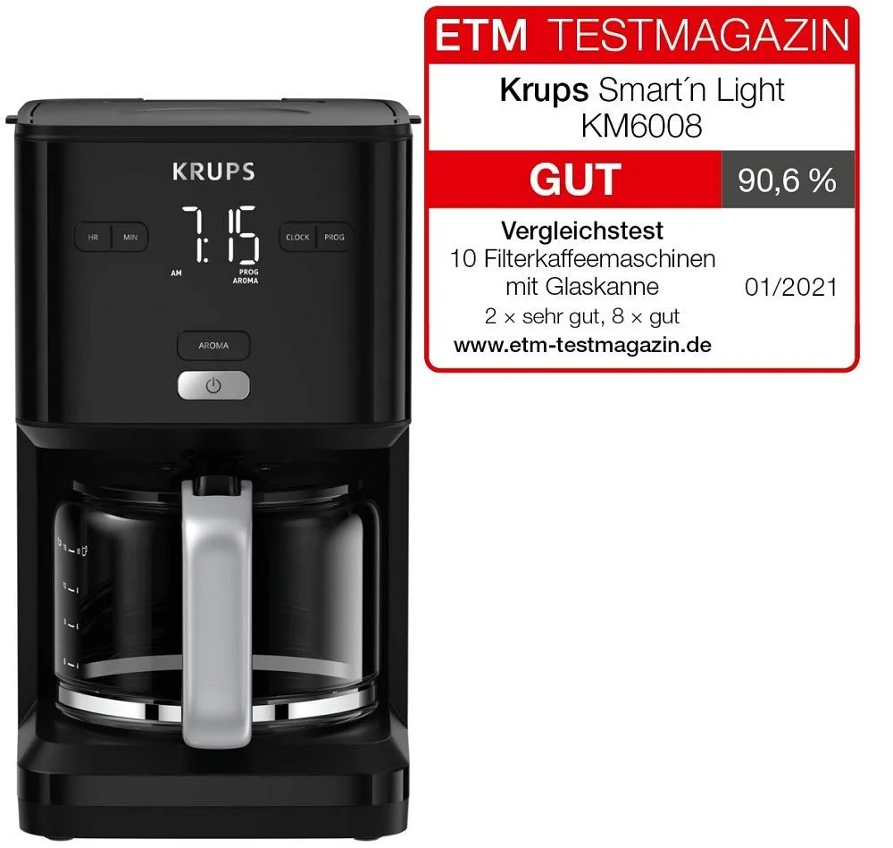 Капельная кофеварка Krups Smart'n Light KM6008 1.25 л Black, фото №2