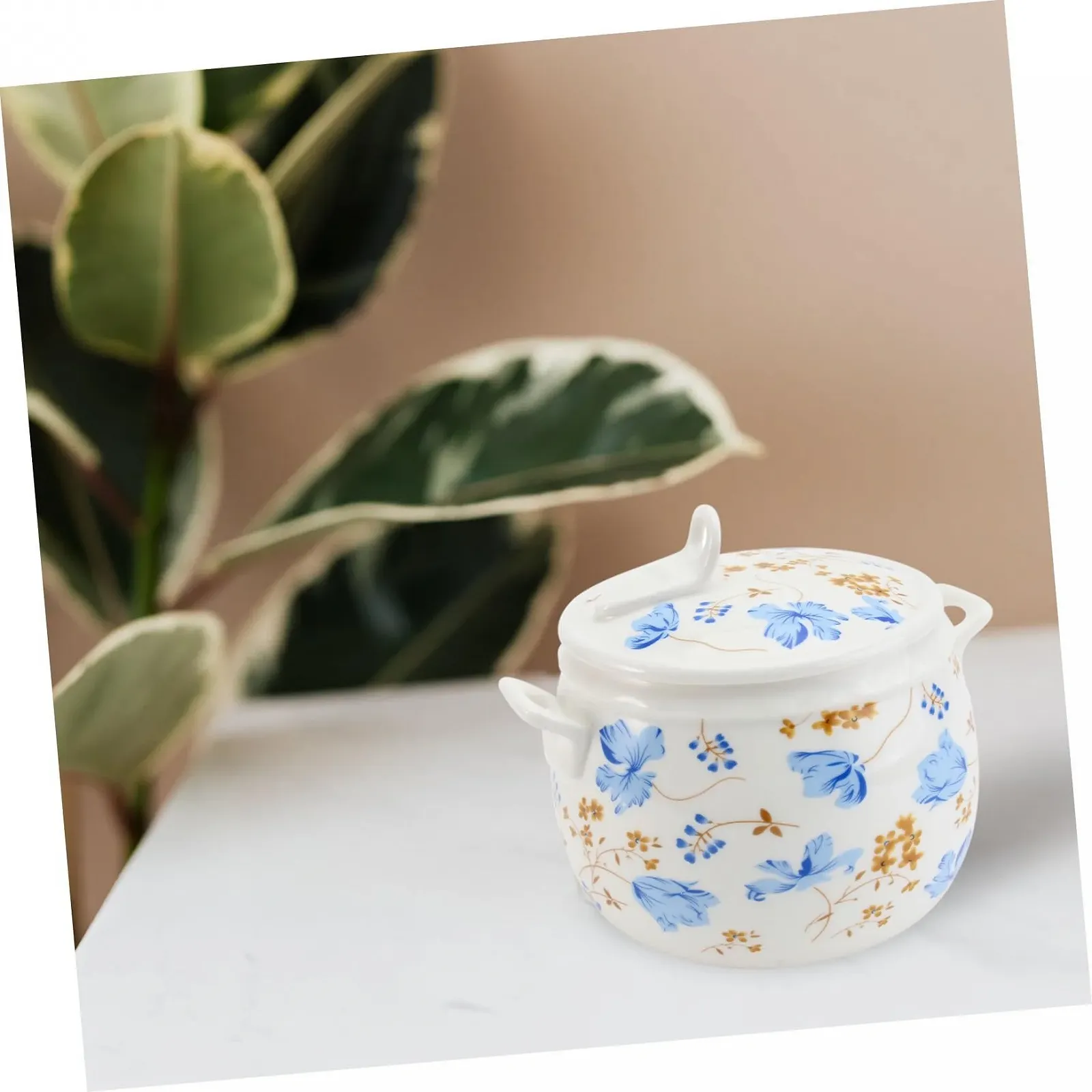 Кастрюля-жаровня керамическая Orchid Design с крышкой термостойкая с позолоченным узором, фото №2