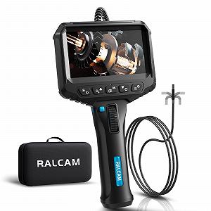 Эндоскопическая камера Ralcam с подсветкой, 6,2 мм Двунаправленная инспекционная камера 210°, 4,3-дюймовая 1280 x 720P трубчатая камера, IP67 водонепроницаемая, 1 м гибкая канализационная камера, телескопическая камера, инструменты для установки в автомобиле - Фото 1
