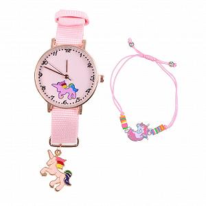 Часы LIFKOME Unicorn для девочек, с браслетом Unicorn, кварцевые часы, наручные часы, аксессуары, розовый - Фото 1