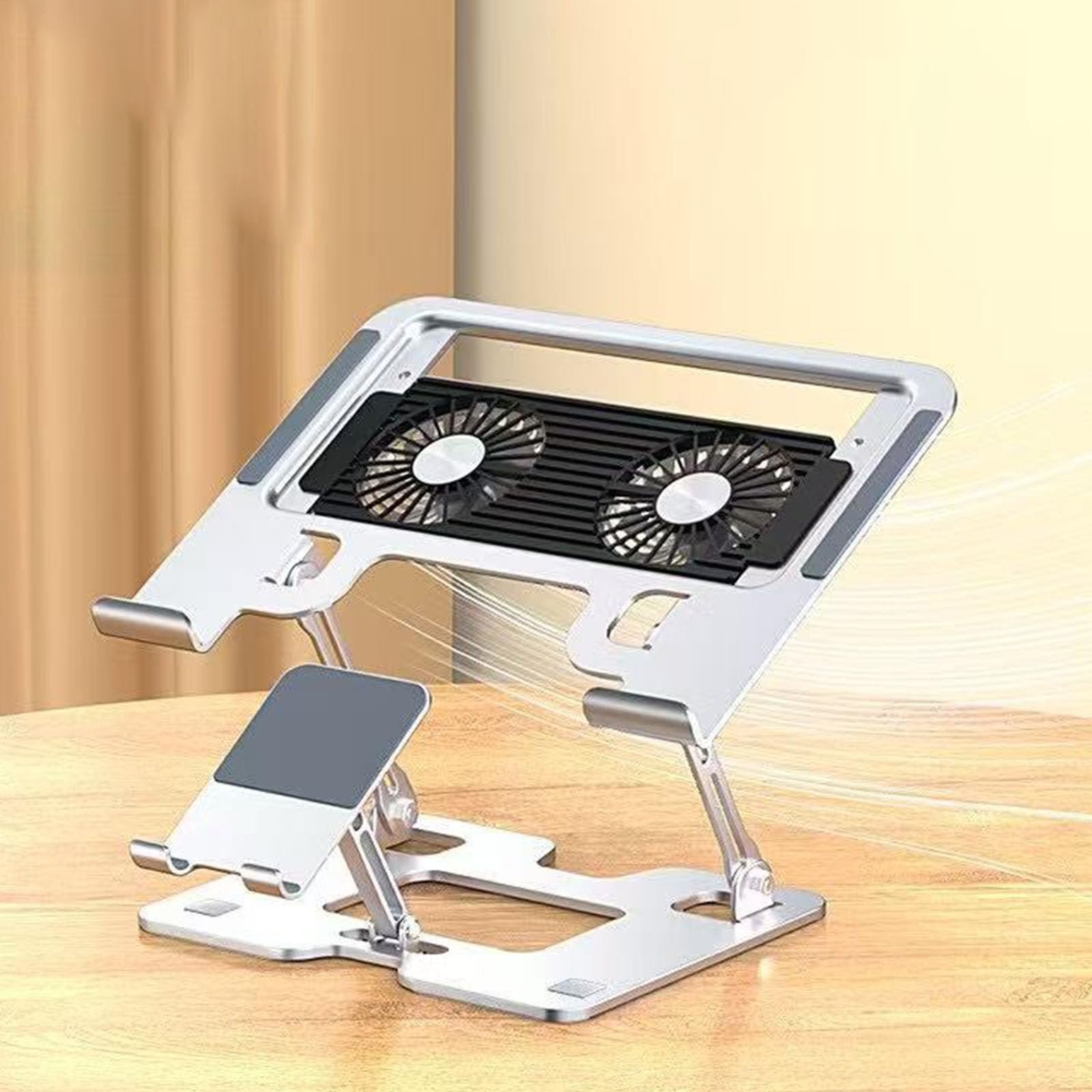 Підставка для ноутбука 2-в-1, регульована, з карбонової сталі, з охолодженням, регульована по висоті, ергономічна, фото №9