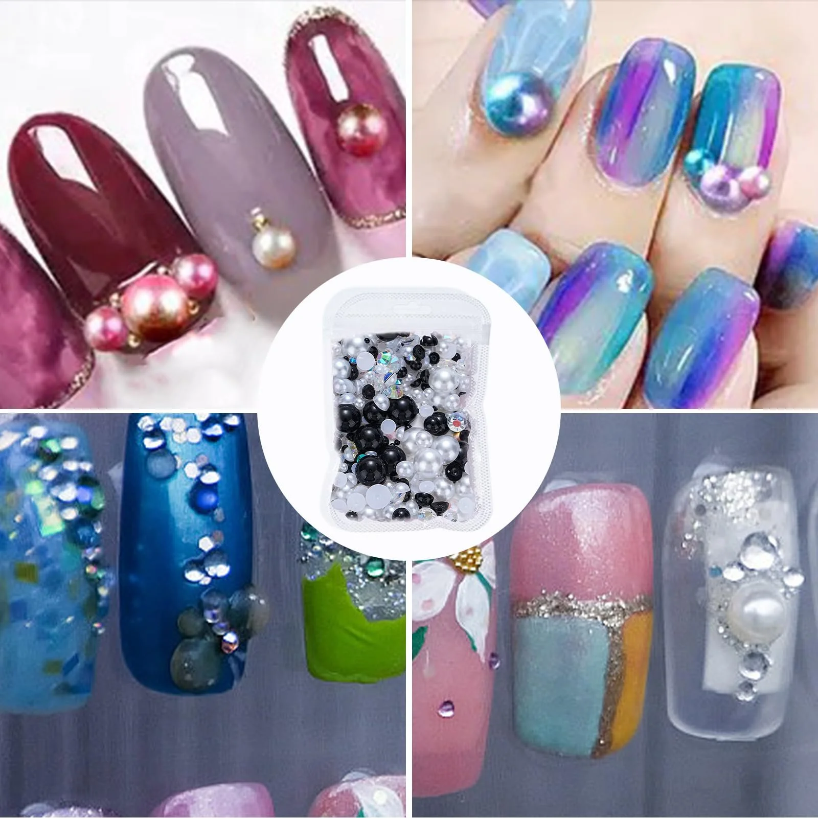 Полукруглые Жемчужины для ногтей с плоской задней стороной, украшения для ногтей, подвески для ногтей, стразы для ногтей, украшения для ногтей, фото №5