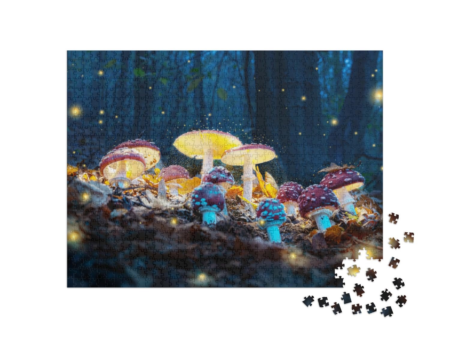 Пазл puzzleYOU Fabel Мистические поганки в светящемся в темноте лесу 1000 элементов, фото №2