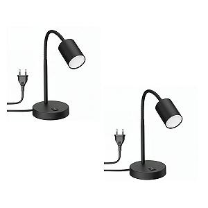 Настільна лампа ledscom.de Waika з гнучкою стійкою та вимикачем Матова чорна + LED лампа тепла біла 3 рівні яскравості 500 лм Набір 2 шт. - Фото 1