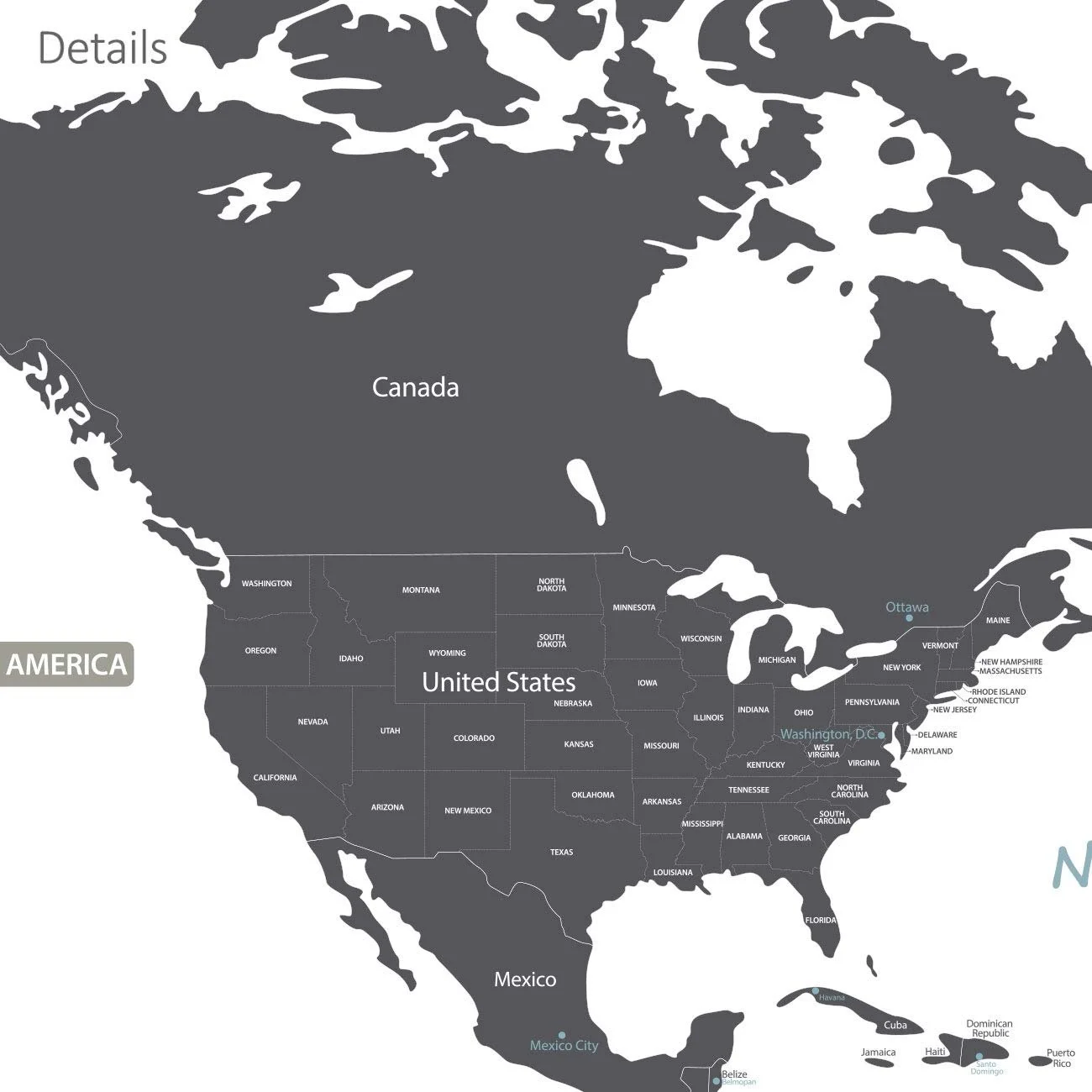 Наклейка на стіну DECOWALL Modern Grey World Map DL3-1609G 164 x 90 см сіра, фото №4