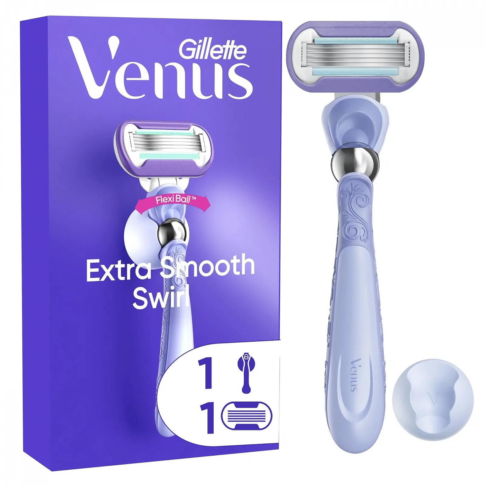 Женская бритва Gillette Venus Extra Smooth Swirl с 1 сменной кассетой и держателем, фото №1