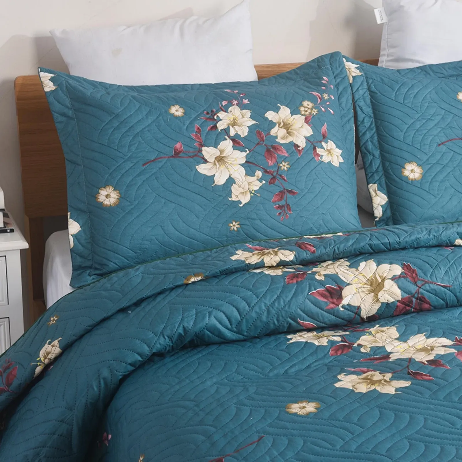 Покрывало стеганое Hadi London с лоскутным узором, с 2 наволочками, двухсторонним цветочным принтом, легкое, удобное, подходит для двуспального и королевского размера 220 x 240 см, 30 уникальных дизайнов, фото №6