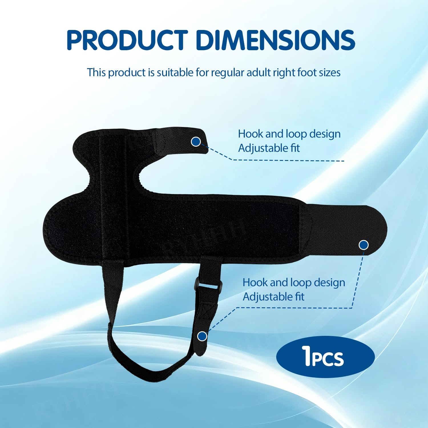 Шина для коррекции Hallux Valgus Регулируемая шина для большого пальца стопы для дня и ночи Универсальный размер для мужчин и женщин Черный Правый, фото №2