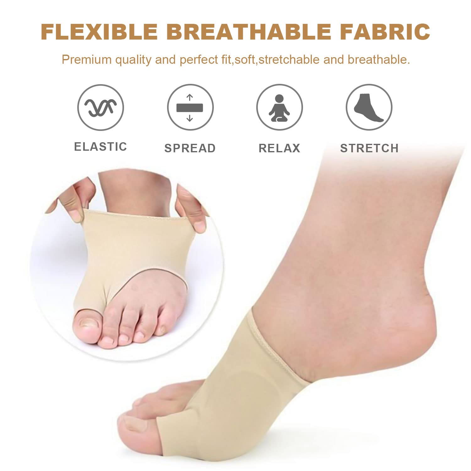 Роздільник для пальців ніг Hallux Valgus 4шт, Шкарпетки-роздільники для пальців ніг, фото №4