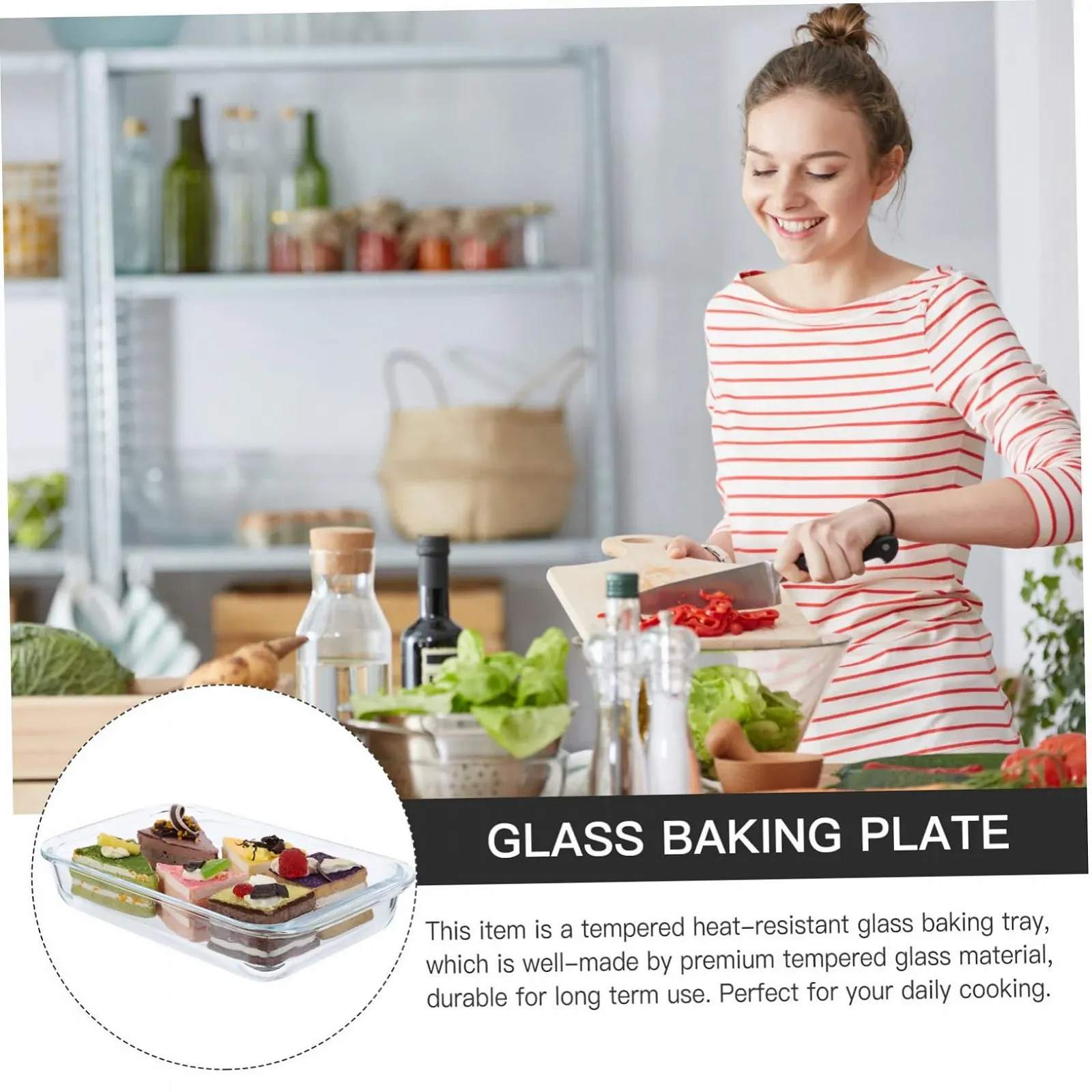 Форма для запекания GLEAVI Закаленное стекло Прямоугольная Большая Термостойкая, фото №5