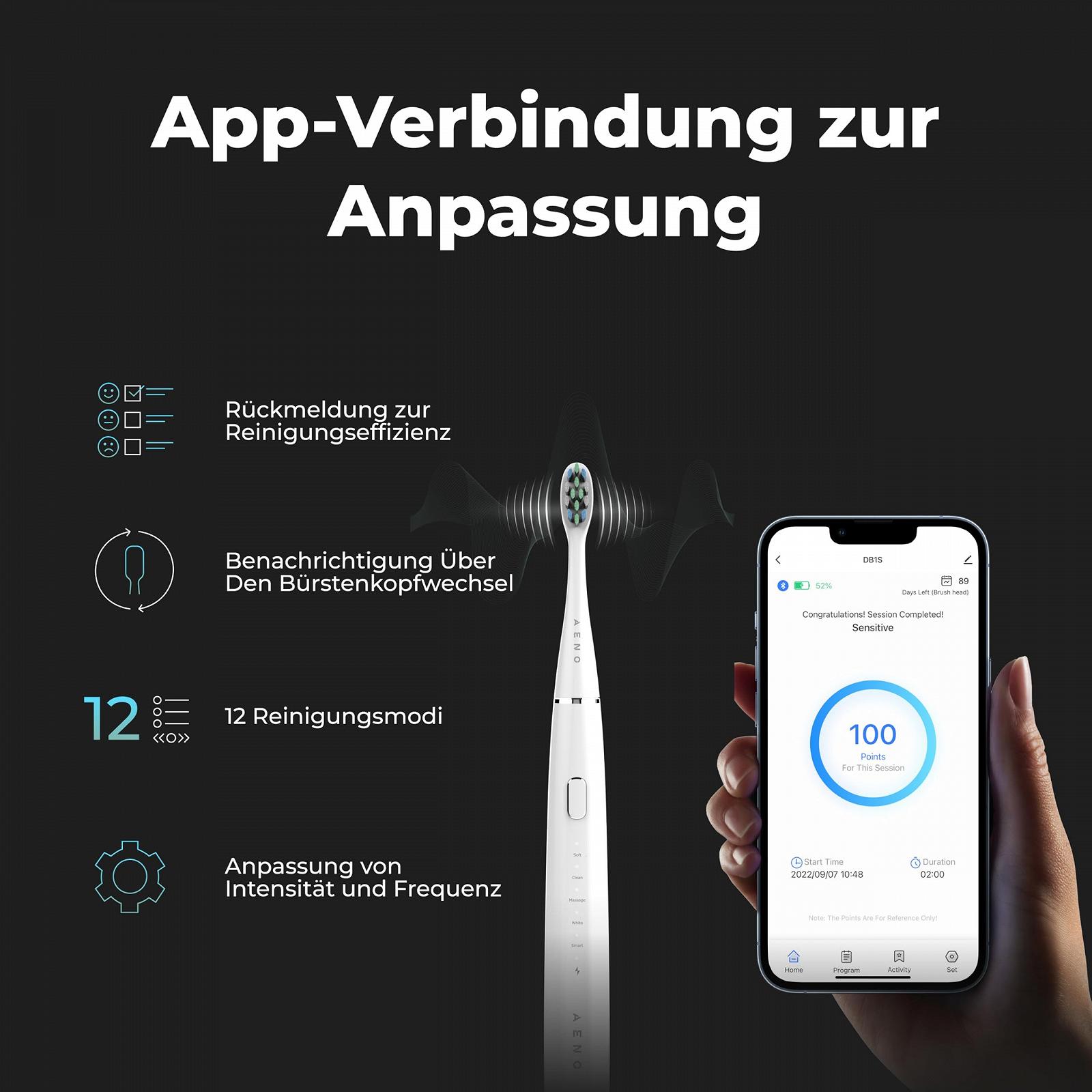 Електрична звукова зубна щітка AENO DB1S 12 режимів 46 000 вібрацій/хв 90 днів роботи, фото №3