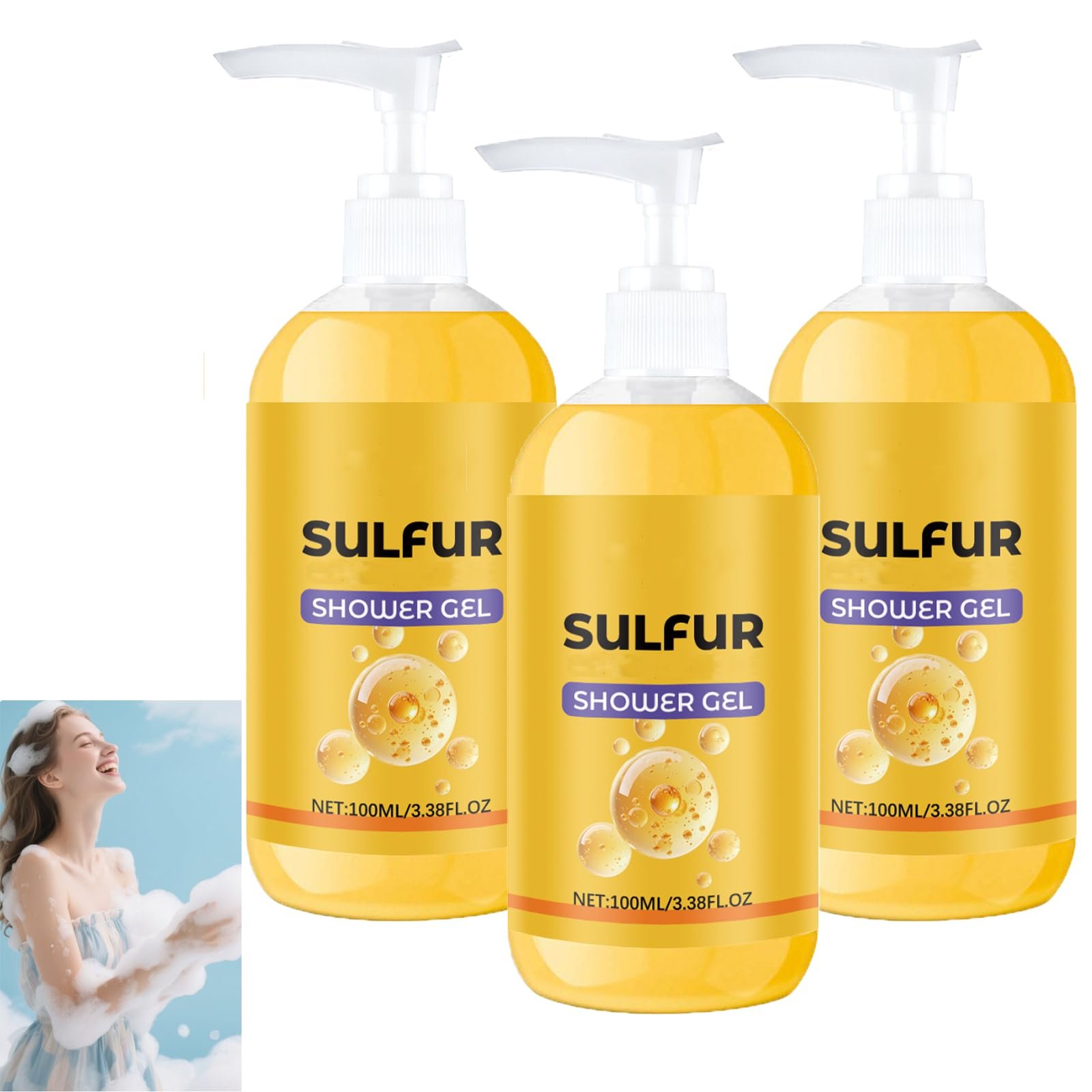 Гель для душу Sulfur Refreshing Natural Moisturising Deep Cleansing 3 шт., фото №1