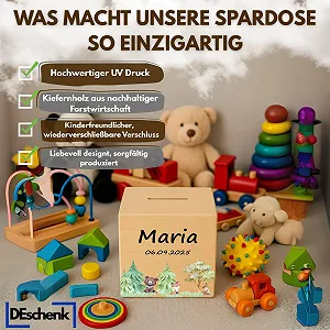 Скарбничка Лісові тварини Дерев'яна Персоналізована 9,5 x 9,5 см synthetic.ua - Фото 1