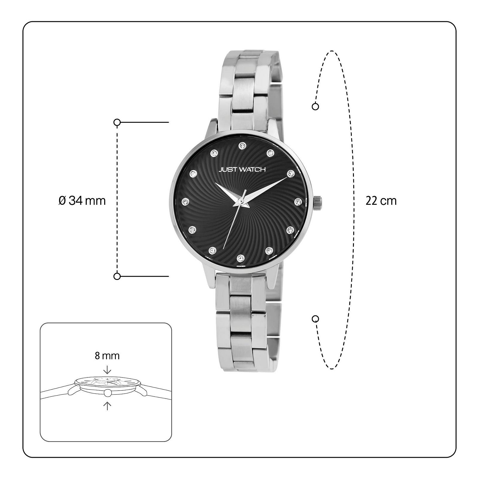 Женские часы Just Watch, нержавеющая сталь, браслет-звено 22 см, диаметр 34 мм, 12 мм, серебристый, фото №4