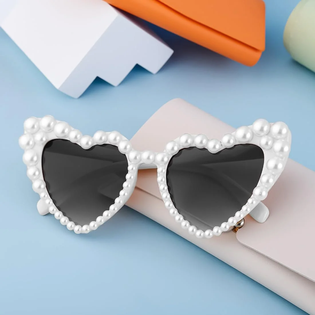 Солнцезащитные очки Сердце Augesak с жемчужинами, фото №3