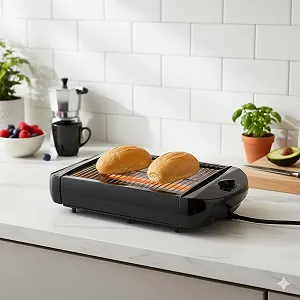 Тостер Плоский Melissa 16140145, Нержавіюча сталь, Чорний synthetic.ua - Фото 1