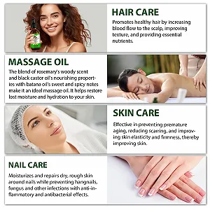 Масло 3-в-1 Розмариновое масло, Черное касторовое масло, Масло батану, Для роста волос, Стимулирует рост новых волос, Объем и блеск, Питает кожу головы, 100% Чистое натуральное synthetic.ua - Фото 1