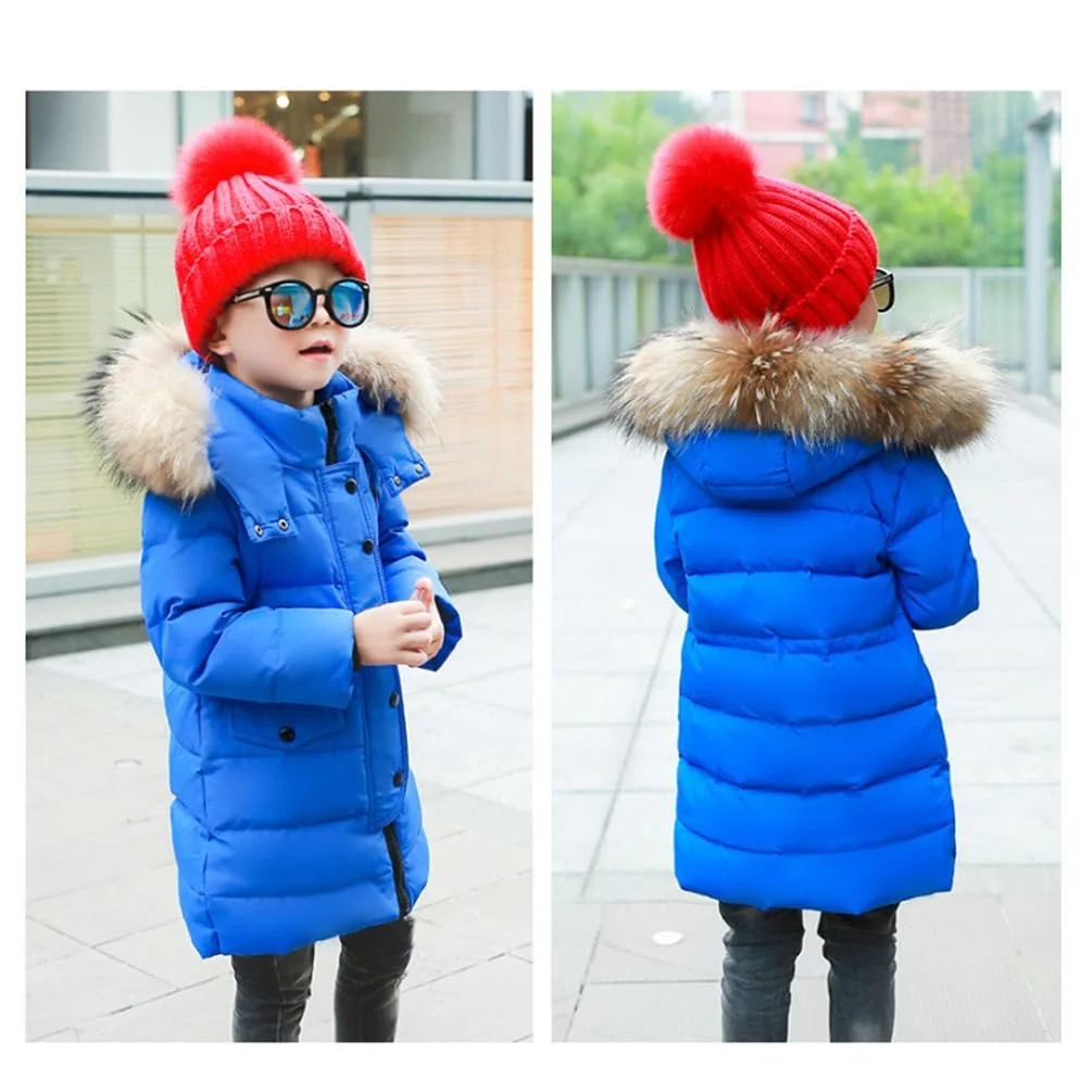 Пуховик Acuryx Дитячий для дівчаток і хлопчиків з капюшоном зі штучного хутра, фото №3