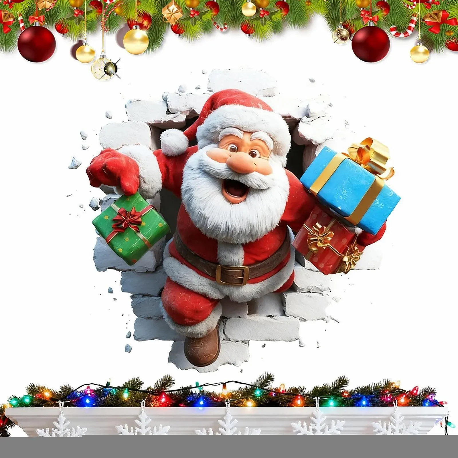 Наклейка на стіну 3D Santa Claus Christmas Sticker, фото №9 Наклейка на стіну 3D Santa Claus Christmas Sticker, фото №9