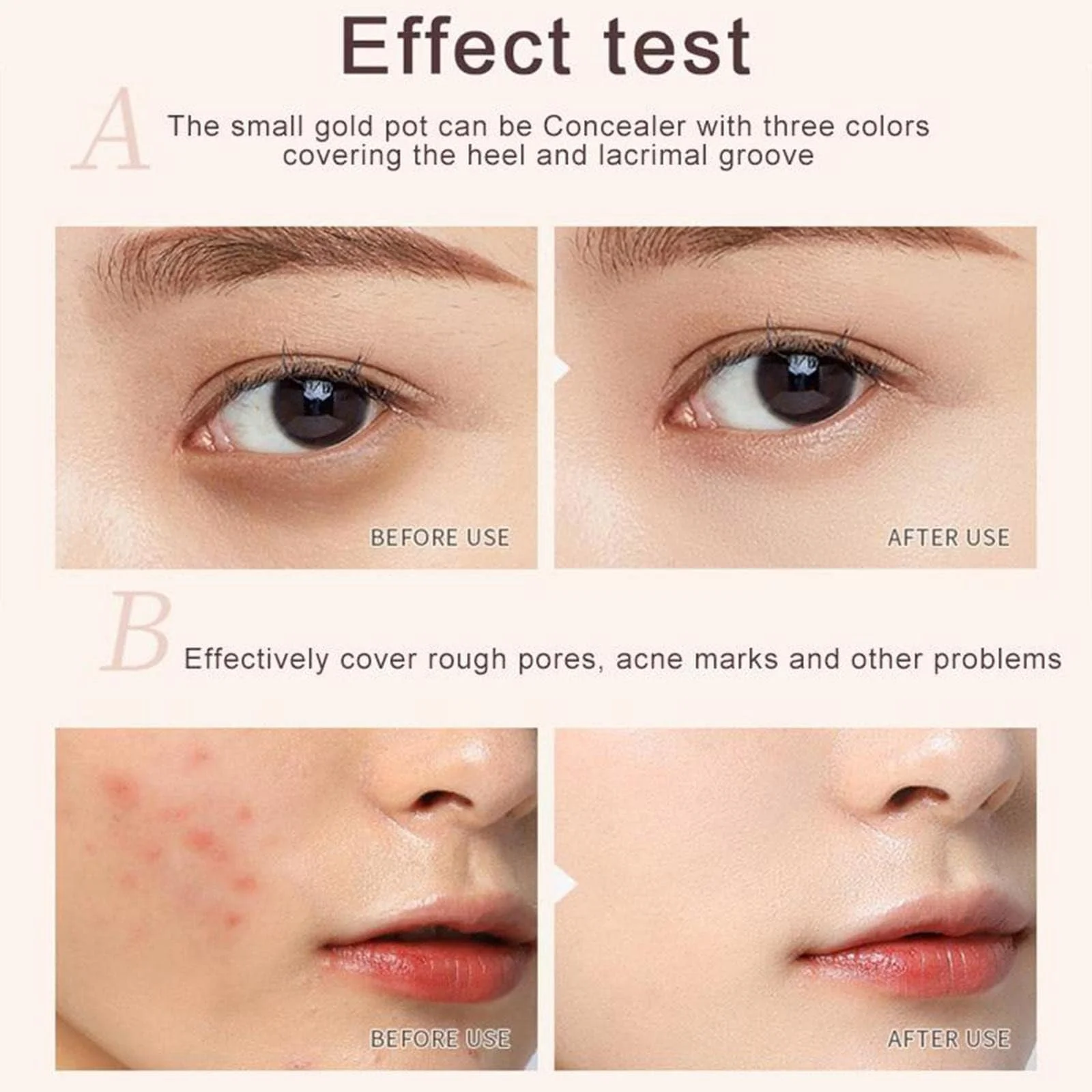 Консилер Триколірний Donubiiu Багатоцільовий Палетка для приховування слідів від акне та темних кіл під очима Водостійкий 3PCS-B, фото №5 Консилер Триколірний Donubiiu Багатоцільовий Палетка для приховування слідів від акне та темних кіл під очима Водостійкий 3PCS-B, фото №5