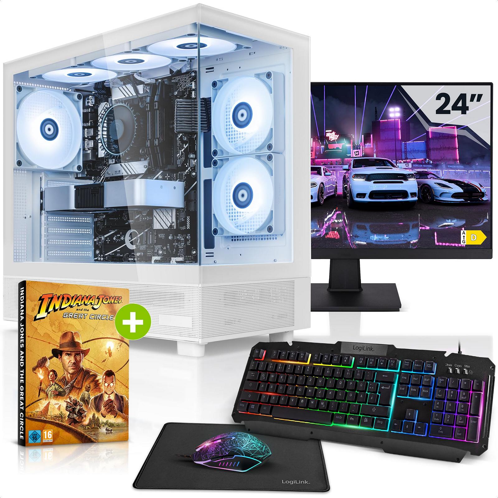 Комплектний ігровий ПК Megaport Intel Core i7-14700F GeForce RTX4070 12GB 24 дюймовий монітор Windows 11 32GB DDR4 1000GB M.2 SSD WLAN клавіатура миша ПК ігровий комплект, фото №1