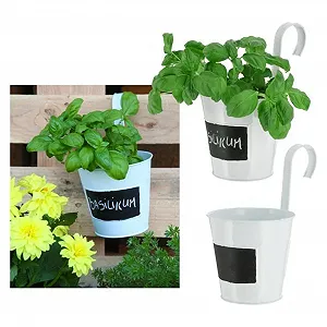 Квітковий горщик Macosa CP45435_x2 підвісний на перила металевий набір 2 шт. Білий шеббі synthetic.ua - Фото 1