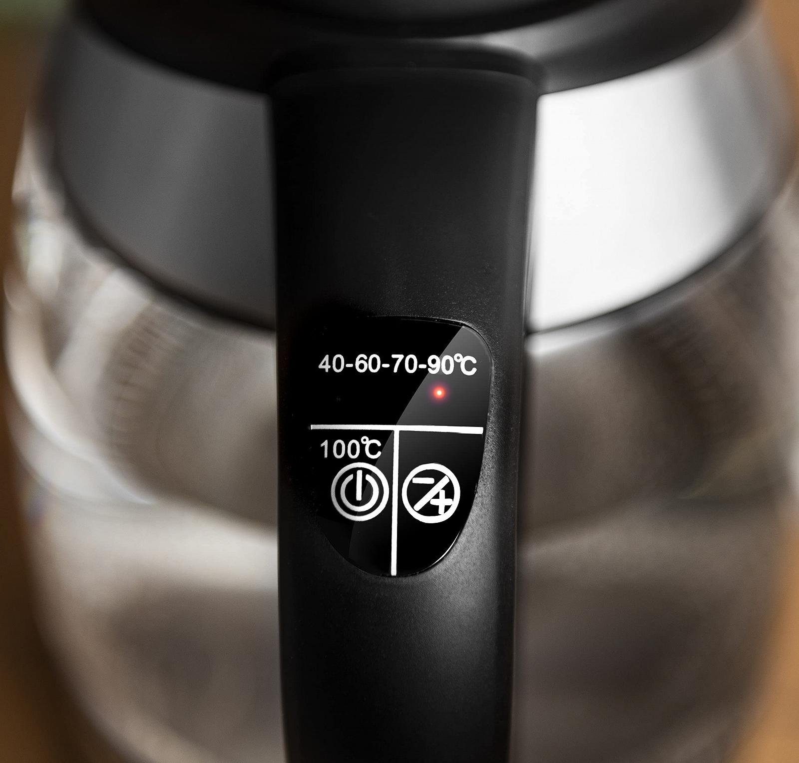 Електрочайник TZS First Austria 1.8 L з нержавіючої сталі Скляний з ситом для чаю та фільтром від накипу З LED підсвіткою Чорний, фото №5