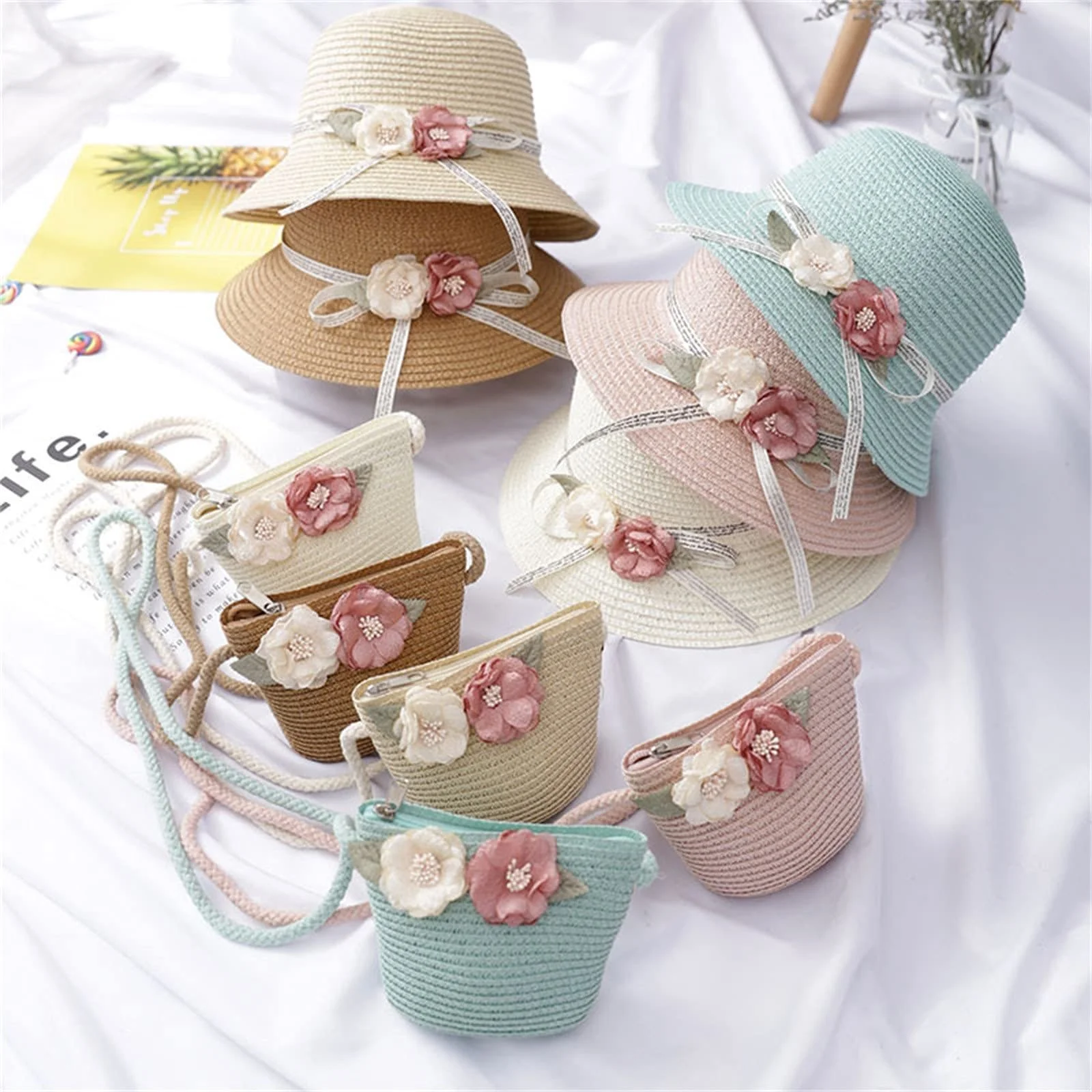 Солнцезащитная шляпа и сумка Glücksvogel детская с принтом и широкими полями UPF 50+, фото №2