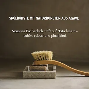 Щітка для посуду дерев'яна Classic Agave Plant Fibre Бук 23 см 100% Plastic-Free synthetic.ua - Фото 1