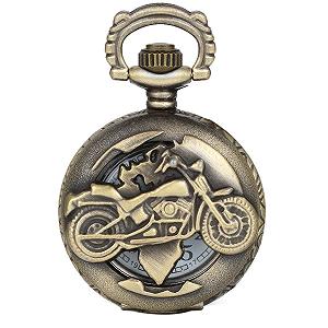 Карманные часы JewelryWe Кварцевый Маленький (Полый) Круглый Ожерелье Мотоцикл Стильный Байкер Алюминий Модные Украшения - Фото 1