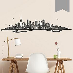 Наклейка на стіну Wandkings Munich Skyline 200 x 52 см Середньо-сіра - Фото 1
