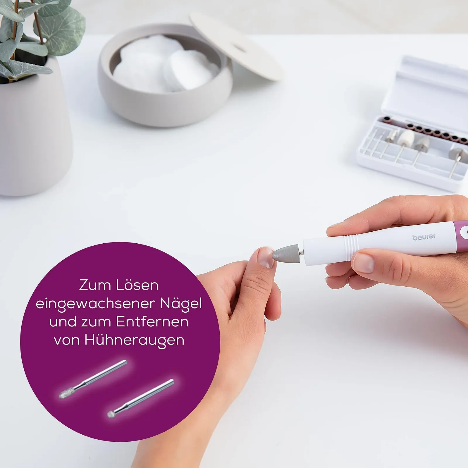 Набір змінних насадок для манікюру та педикюру Beurer MP 52, 6 шт, сапфір, фото №4