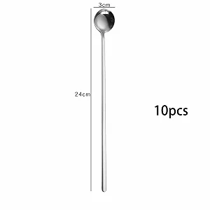 Ложка Длинная 24 см Набор 10 штук для латте макиато, мороженого, кофе со льдом, чая со льдом, молочных коктейлей, десертов synthetic.ua - Фото 1