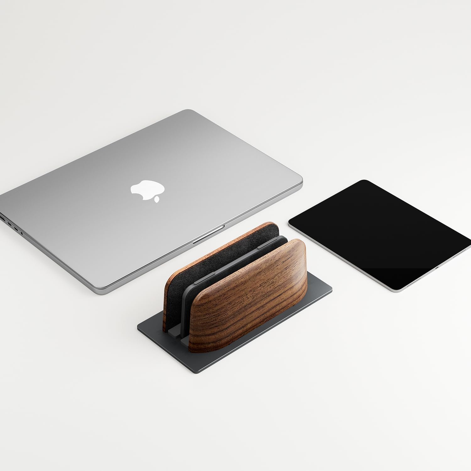 Вертикальна Підставка для Ноутбука, Подвійна Щілина, Дерево Горіх, Регульована Ширина, для MacBook та інших ноутбуків, фото №6