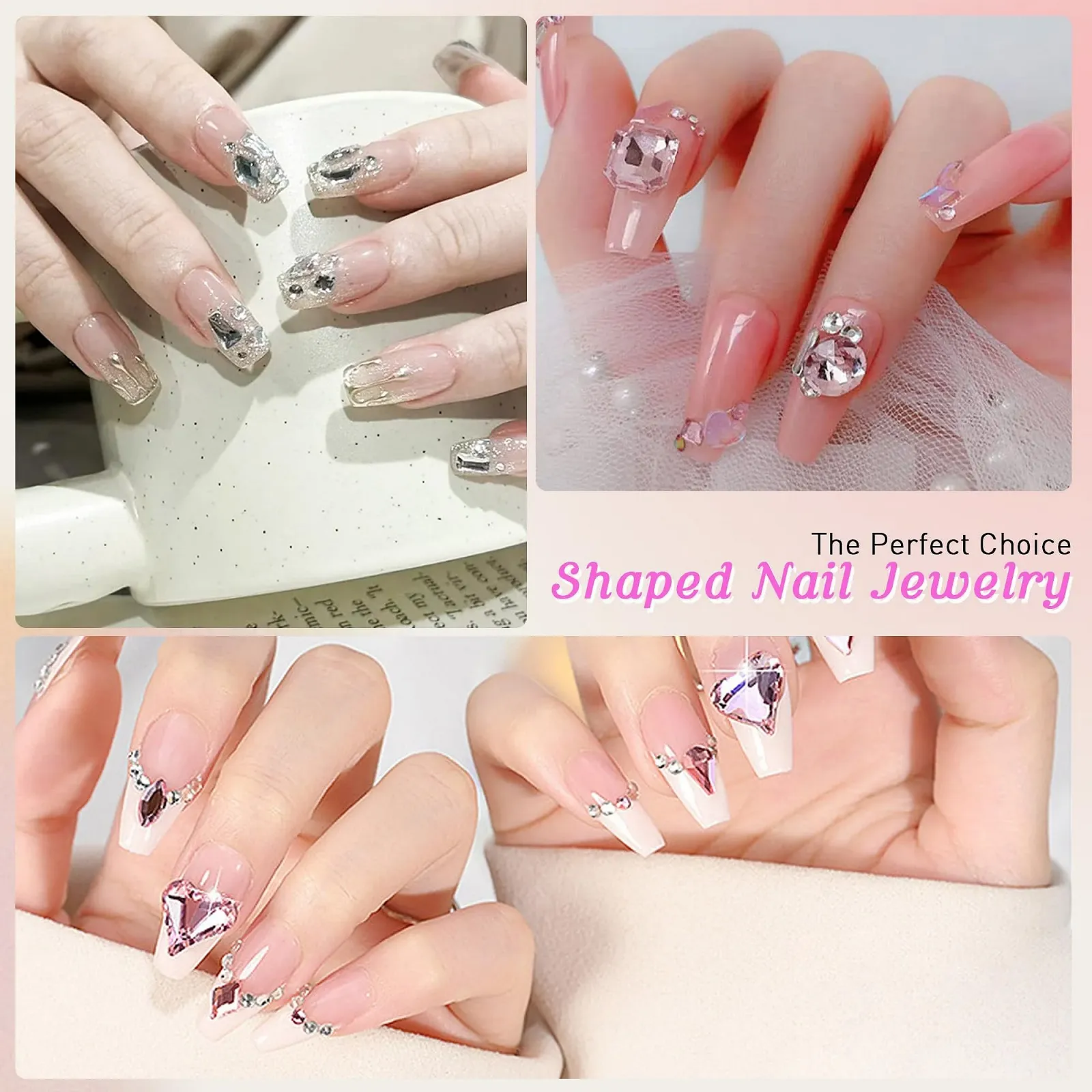 Набор страз для ногтей Generic Sonnorel 2 коробки, профессиональные наборы для украшения ногтей стразами с бриллиантами, кристаллами, бусинами, красочными острыми донышками, неровными стразами для DIY украшений, фото №6