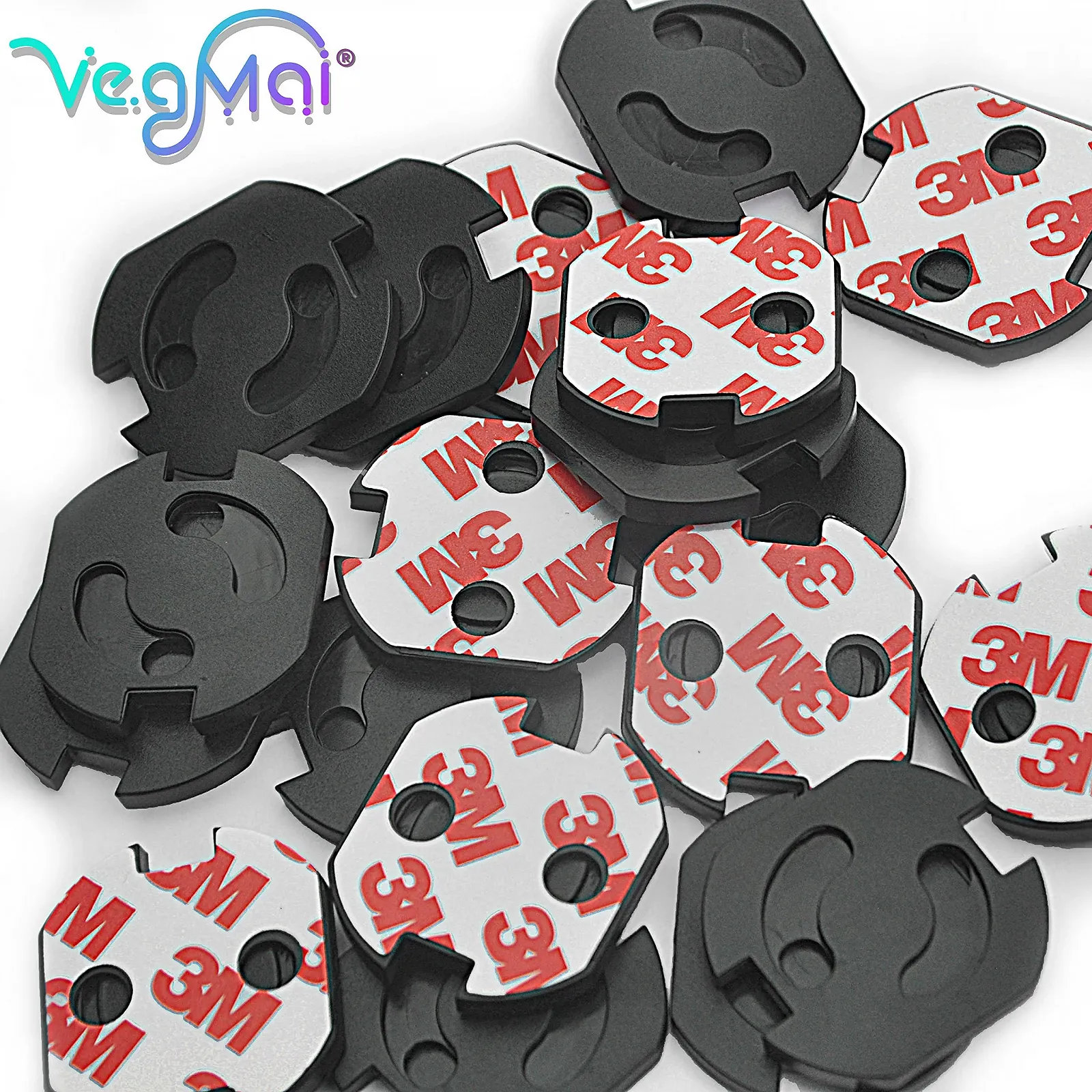 Заглушки для розеток Pack of 10 Twist Mechanism 3M Adhesive Tape Schuko Черные, фото №2