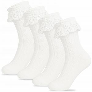 Женские носки для дирндля, 2 пары костюмных носков с рюшами, белые хлопковые носки для аксессуаров дирндля - Фото 1