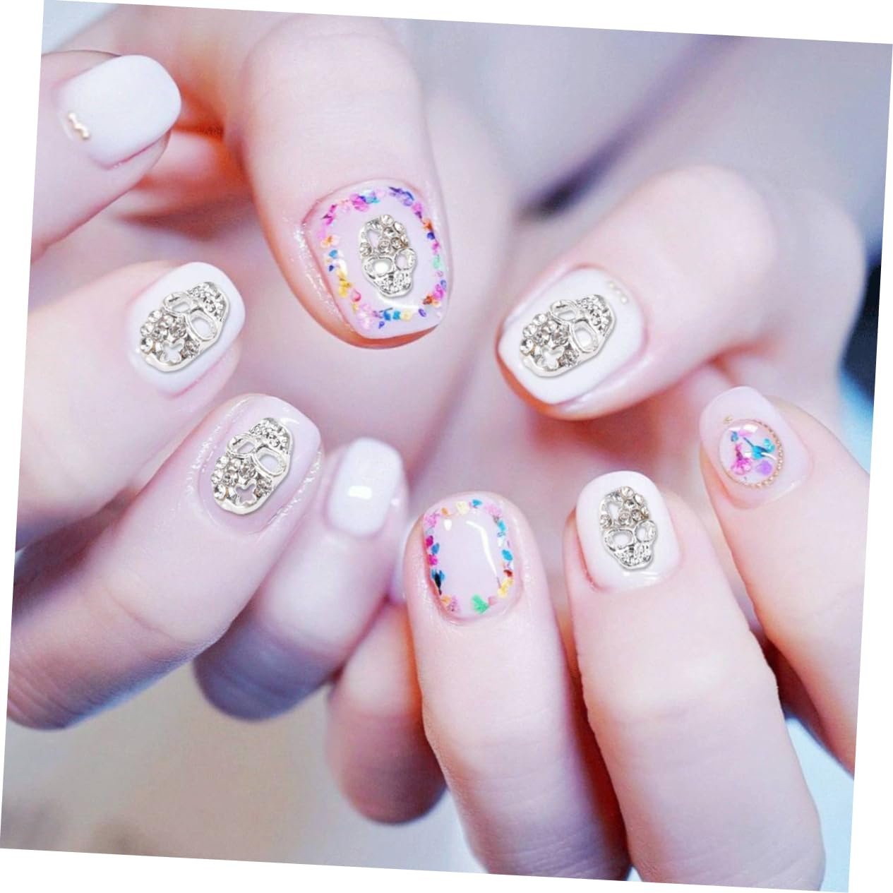 Наклейки для нігтів Череп для Хелловіну, прикраси для манікюру, 10 штук в упаковці, фото №6